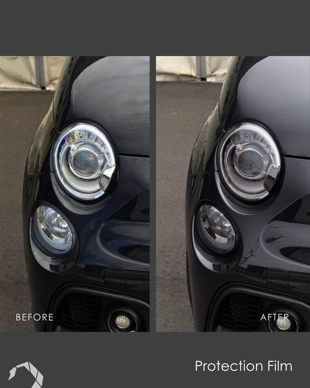 ABARTH 695 75°ANNIVERSARIOのライトスモークカラー化ヘッドライト